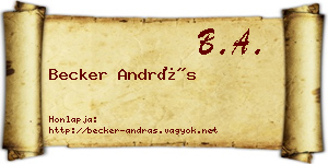 Becker András névjegykártya