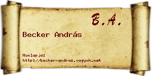 Becker András névjegykártya